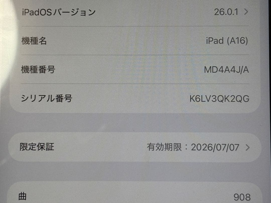 iPad（A16）128GB Wi-Fi ブルー バッテリー最大容量100％