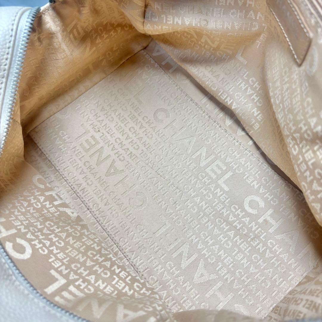 10万→♡シャネル パンチング ハンドバッグ ベージュ キャビアスキン デカココ