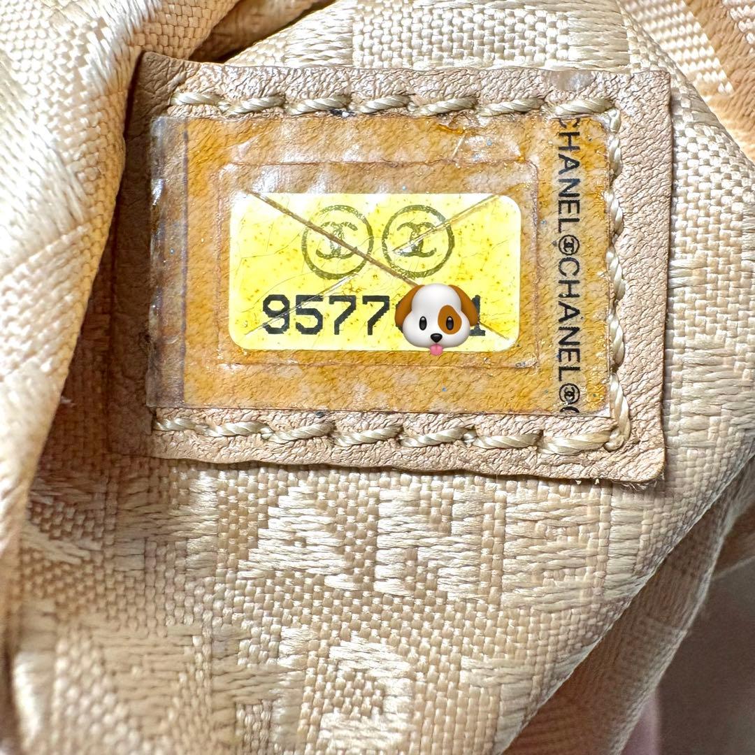 10万→♡シャネル パンチング ハンドバッグ ベージュ キャビアスキン デカココ