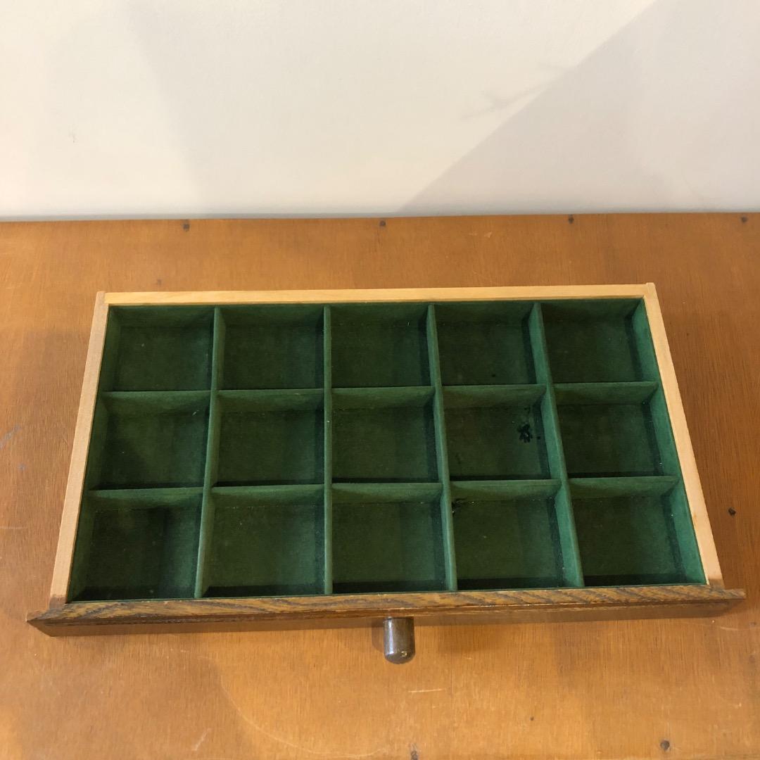 昭和レトロ　木製ジュエリーボックス　3段　鏡付きアクセサリー入れ　小物入れ　木