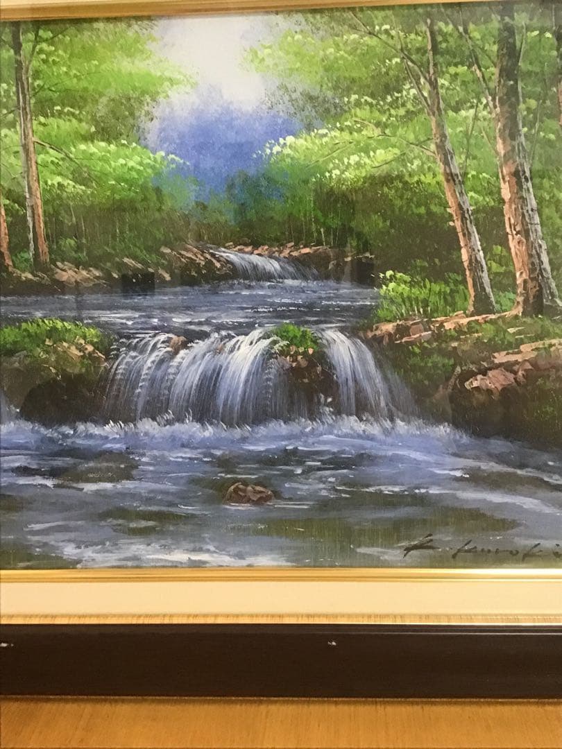 ☆オススメ！心の癒しにいかが？☆手描き油絵 画家黒木 啓 奥入瀬　送料無料！