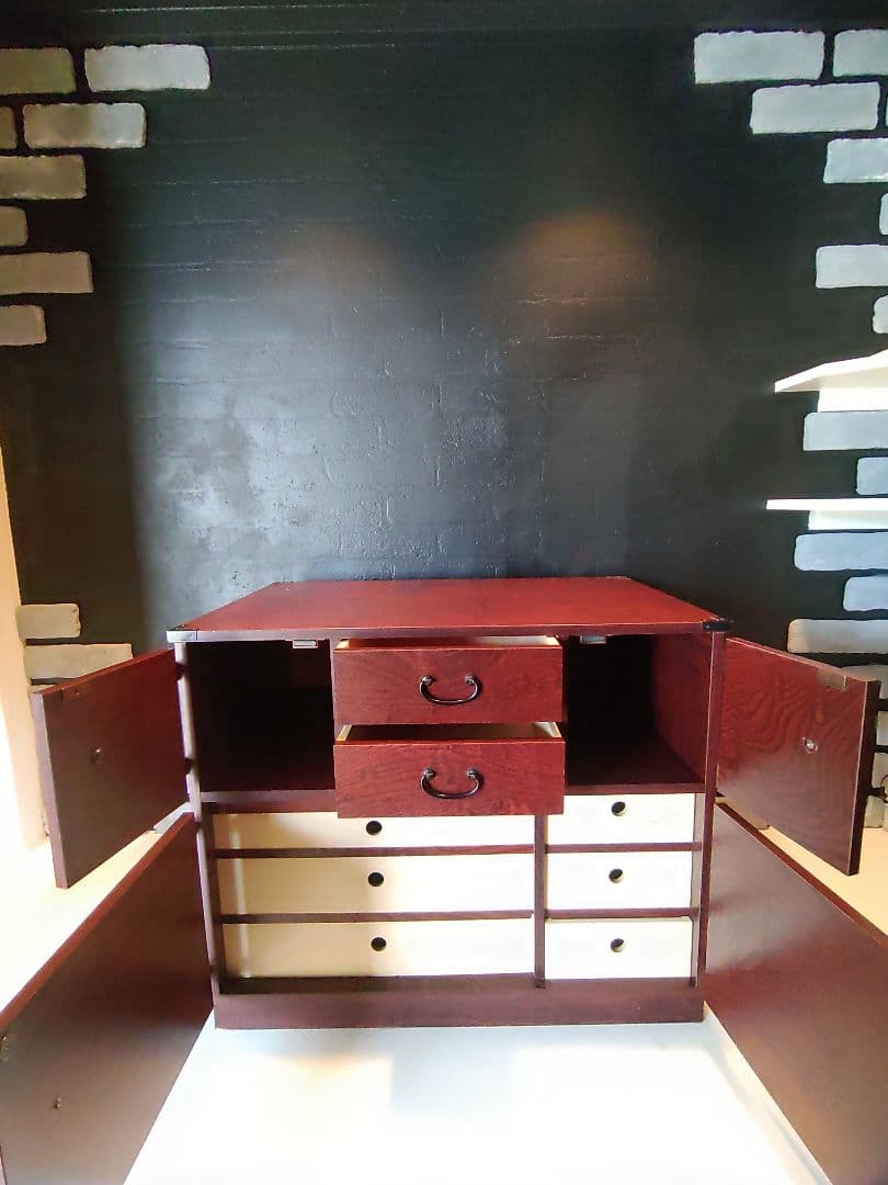 隠し収納あり！骨董品　戸棚　引き出し