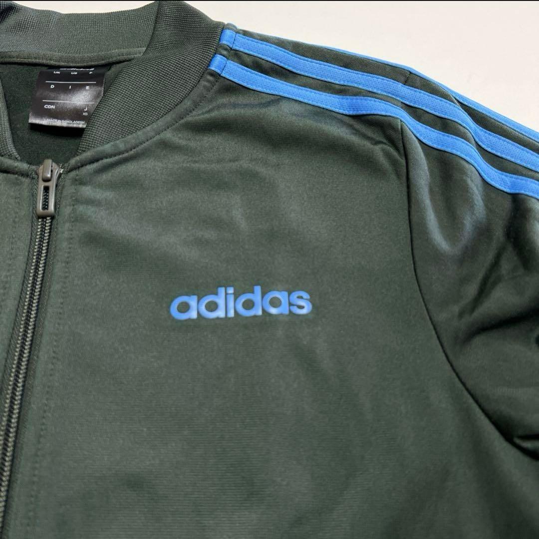 adidas ジャージ　セットアップ　３本ライン　上下　ダークグリーン