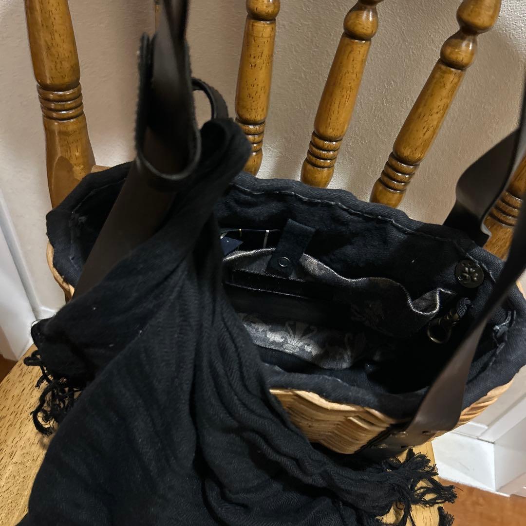 【USED】エバゴス　ブライドルレザーと紅籐・エストニアリネン被せ（ブラック）