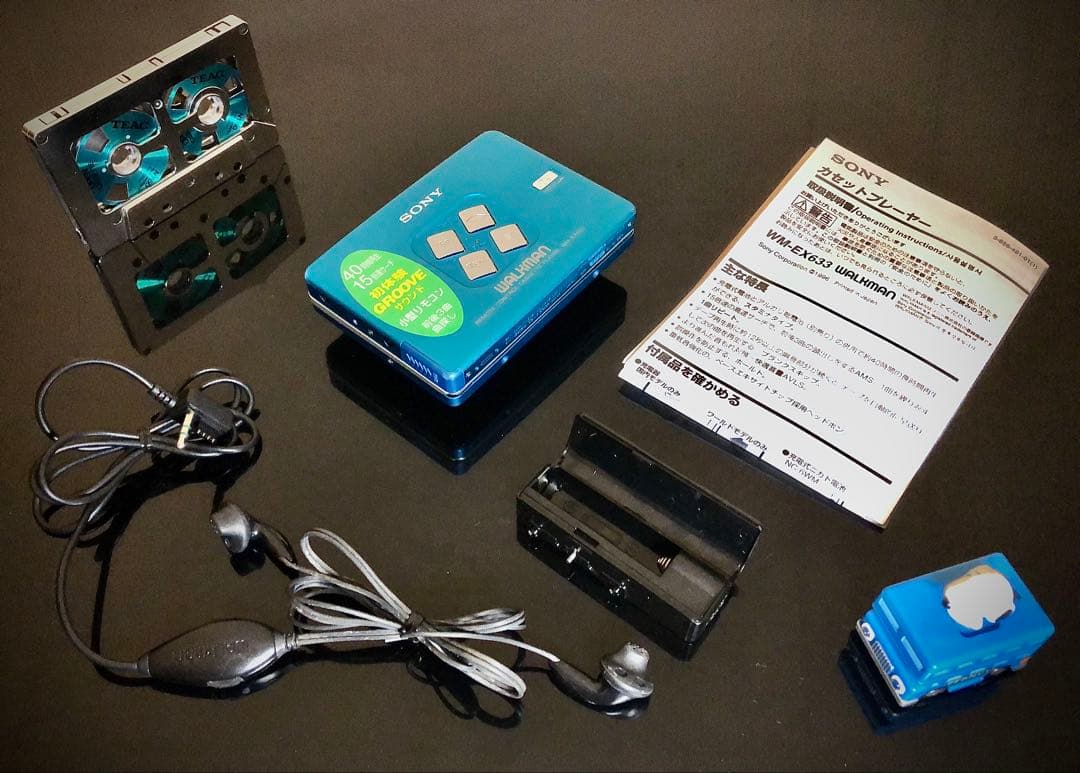 カセットウォークマン　SONY WM-EX633 青色「整備済み、完動美品」