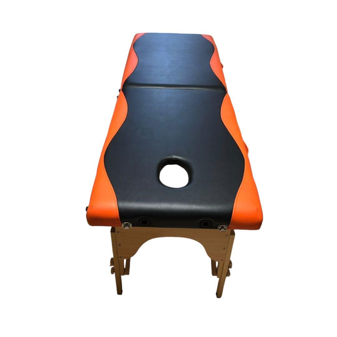 vidaXL 折りたたみ式マッサージベッド 二つ折り 木製 ブラック＆オレンジ