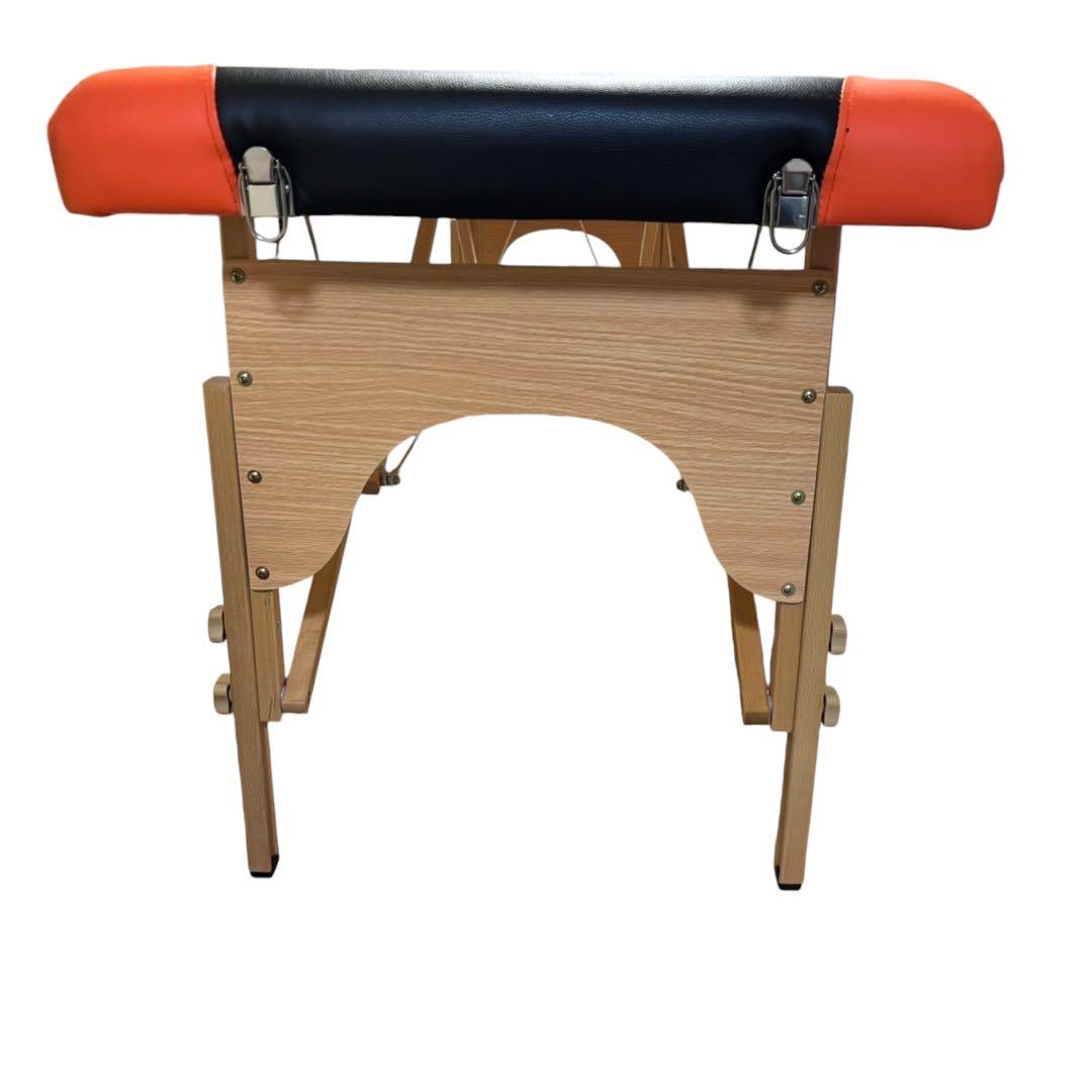 vidaXL 折りたたみ式マッサージベッド 二つ折り 木製 ブラック＆オレンジ