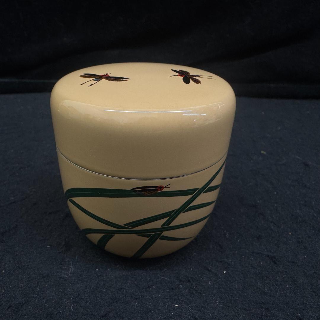 茶道具　中棗 白漆塗り早苗蛍 白中棗 螺鈿