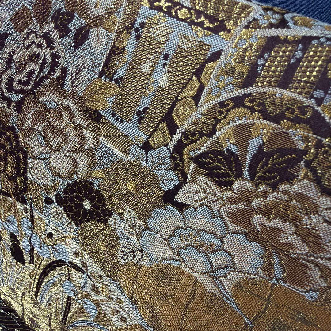 494 訪問着フルセット 正絹 紺 ネイビー 金銀彩 暈し染め フォーマル 上品