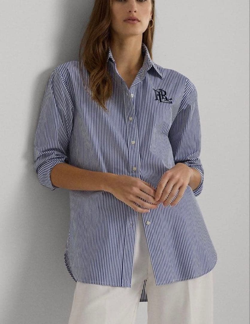 【未使用級】ローレンラルフローレン　ストライプ　シャツ　刺繍　XXS