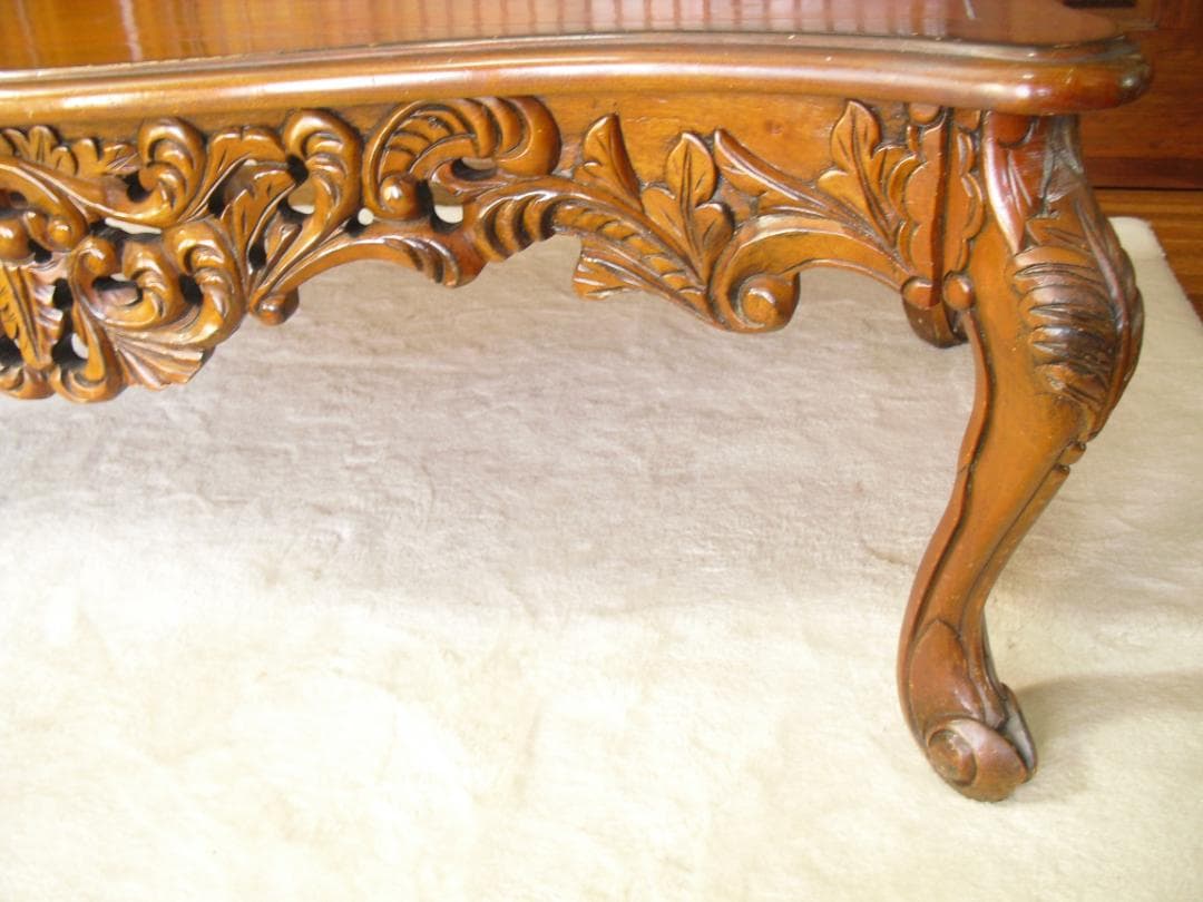 優雅でクラシカルな ロココ様式 センターテーブル☆猫脚 彫刻j W120×D79