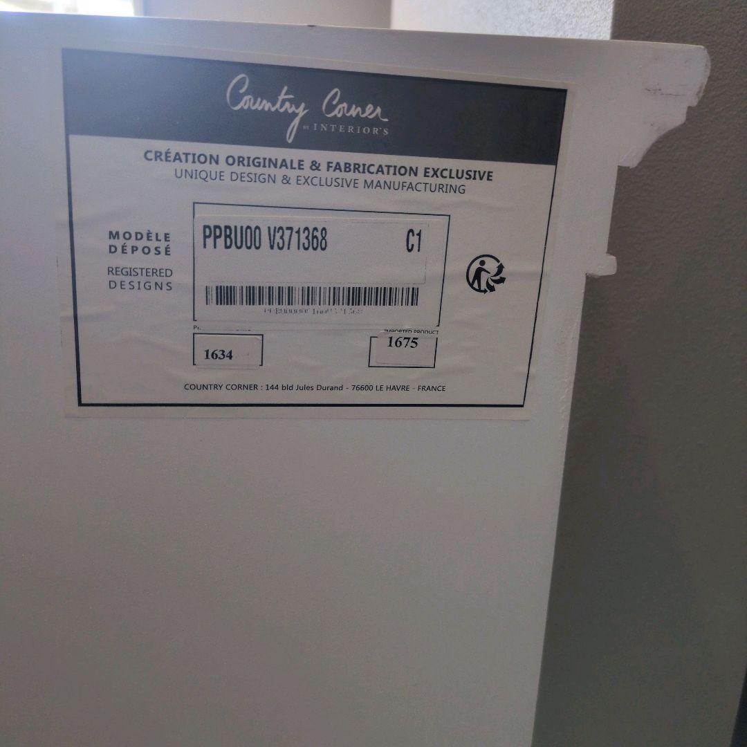 【送料込み】カントリーコーナー 仏製風フレンチ白キャビネット