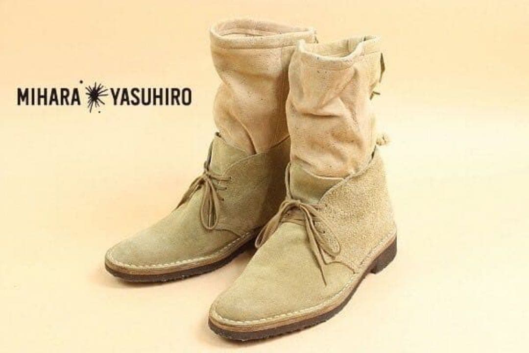 ミハラヤスヒロ名作 スウェードレザー レイヤード デザートブーツ クレープソール