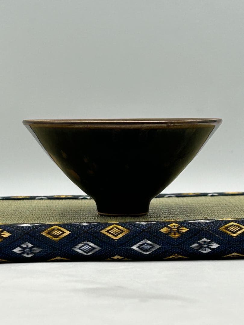 ★0060宋時 定窯 褐斑盃 ★天目茶碗 茶道具 茶器 唐物天目