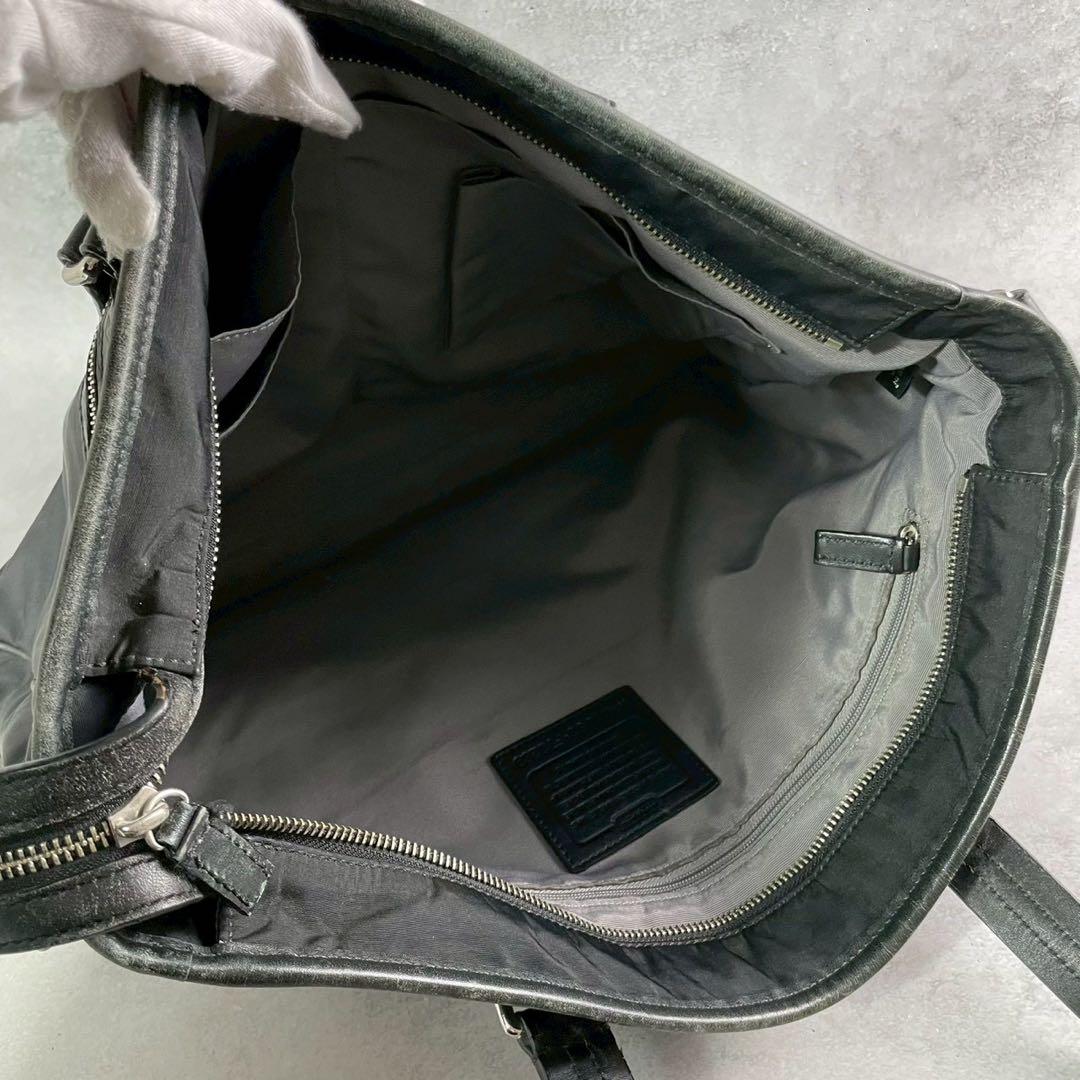 コーチ　2way ビジネスバッグ　ブリーフケース　ナイロン　レザー　ブラック