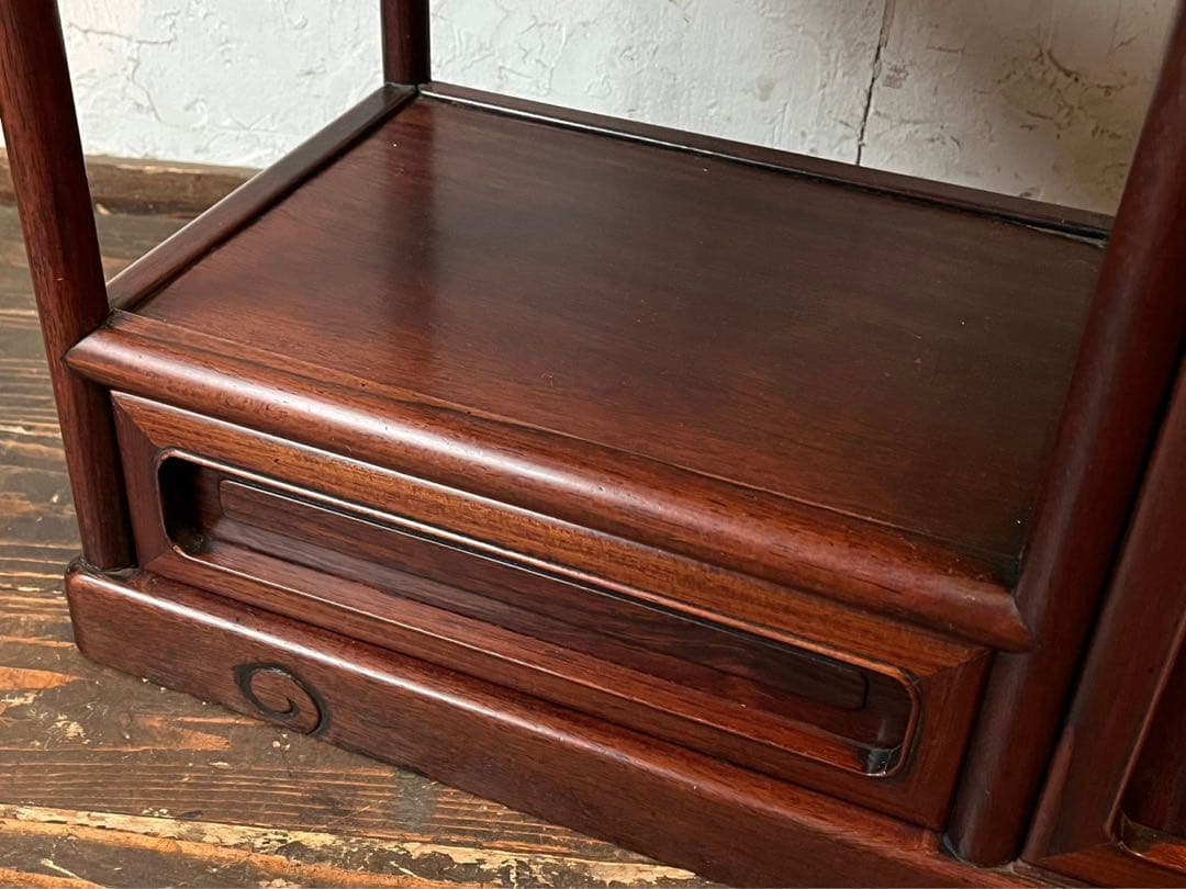 紫檀 違い棚 飾り棚 インテリア アンティーク 小ぶり