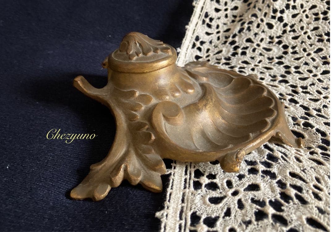 インクホルダー カリグラフィー 真鍮 ブロンズ フランスアンティーク