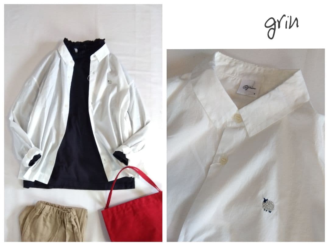 新品✨grin 羊刺繍ボックスシャツ