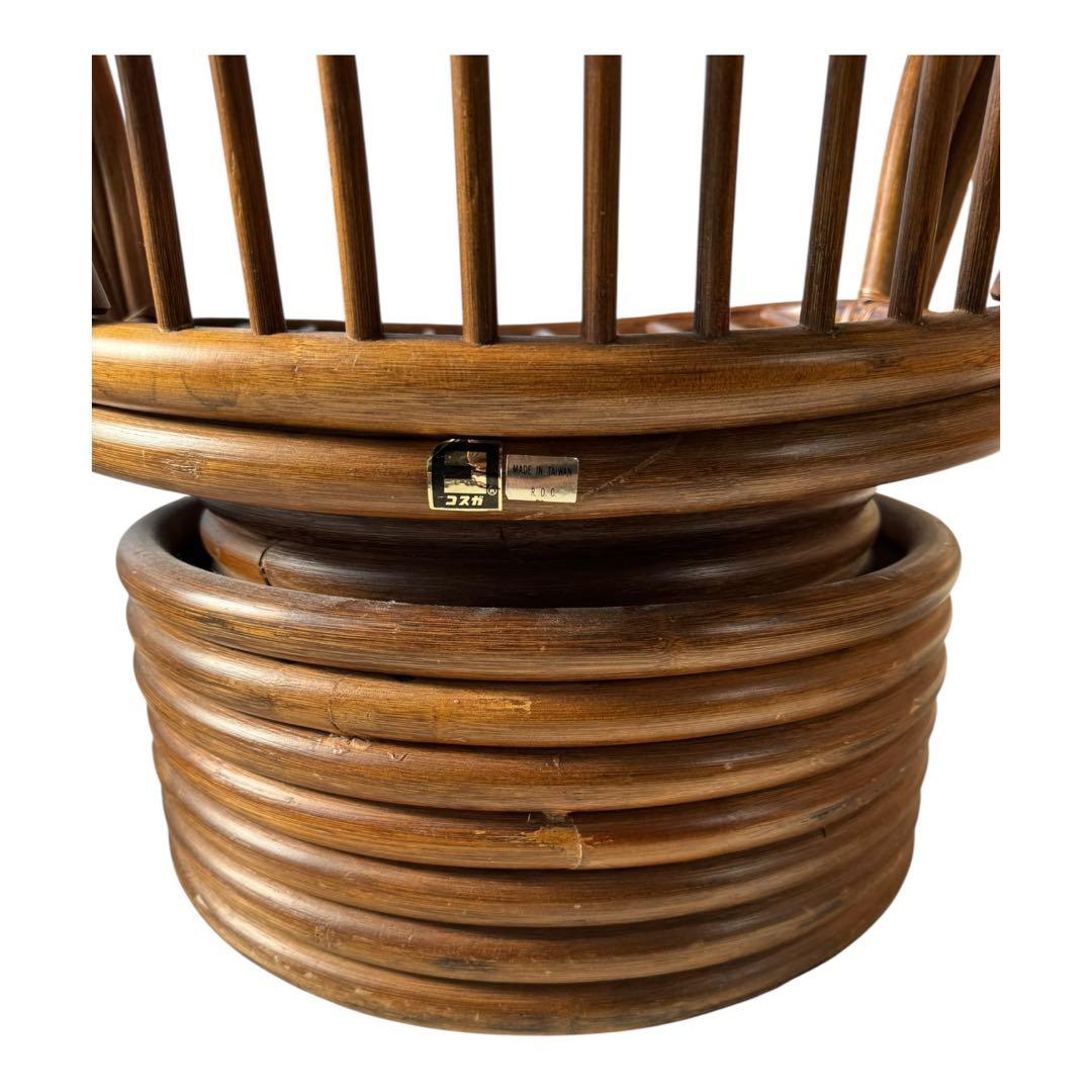 昭和レトロ 古家具 回転式ラタンチェア