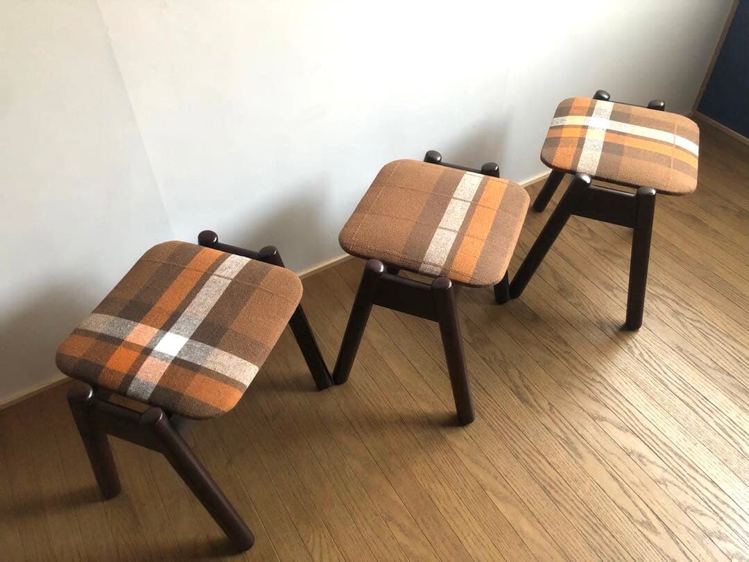 ヴィンテージ WINDS太平 スタッキングスツール3脚セット 飛騨家具 北欧