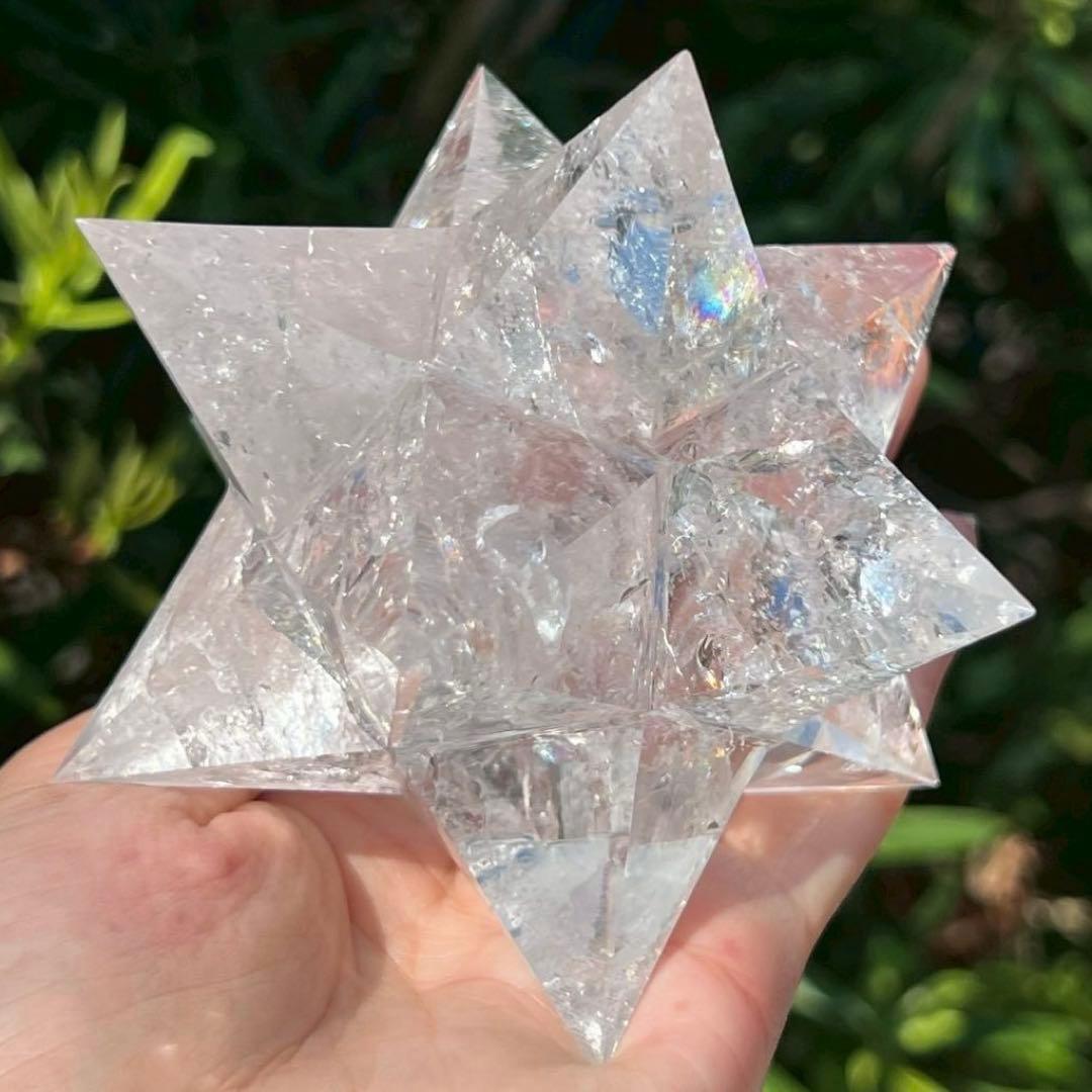 ☆特別出品☆透明度にギラギラクラック☆究極形状☆レインボー 水晶 アステロイド