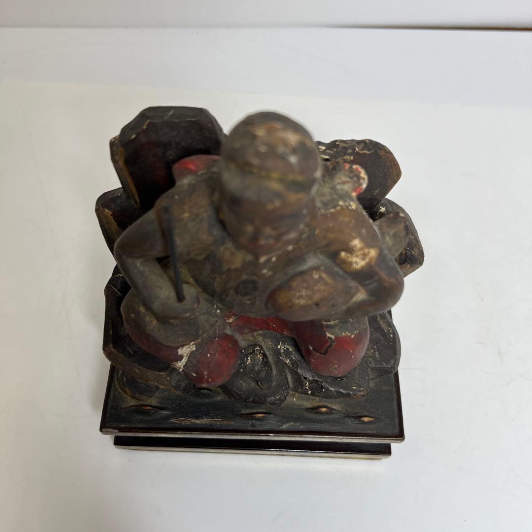 江戸初期　木彫　恵比寿天　仏像　高さ約19.2㎝　東さ8-0131☆2F