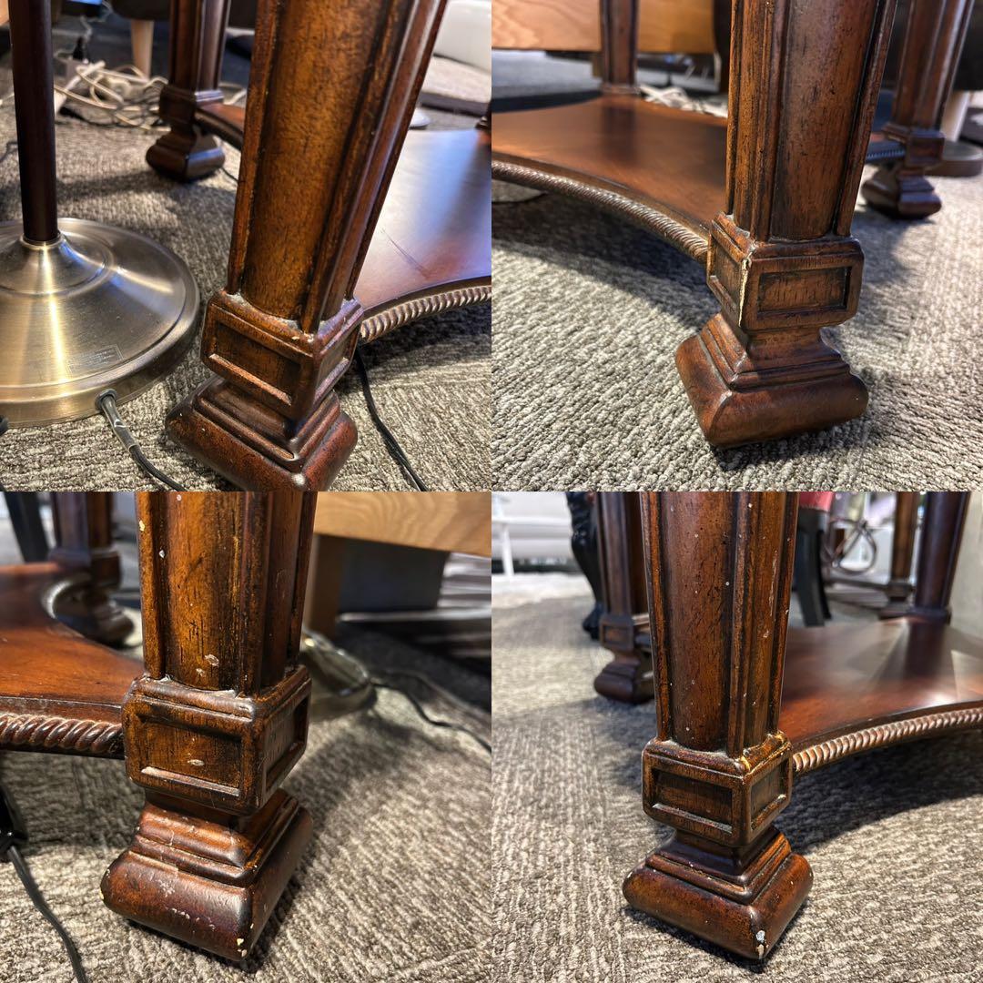 アンティーク調テーブル　西洋家具　彫刻装飾付き サイドテーブル