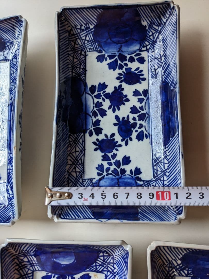古伊万里　べろ藍　長角皿　5枚