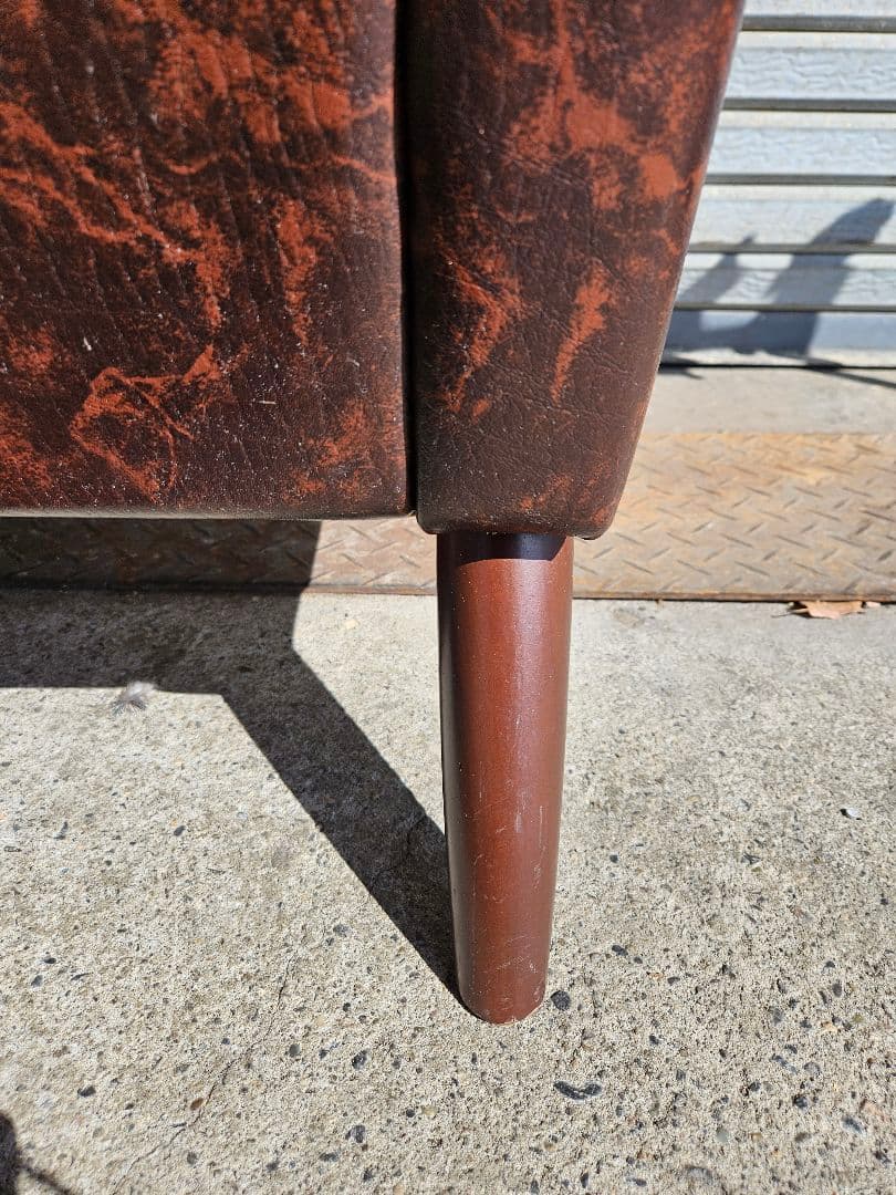 美品☆オールドカリモク 1人掛け ソファ 1Pソファー マーブル柄 PVC