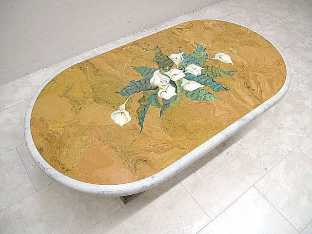 イタリア製 大理石トップセンターテーブル　W130cm リビングテーブル