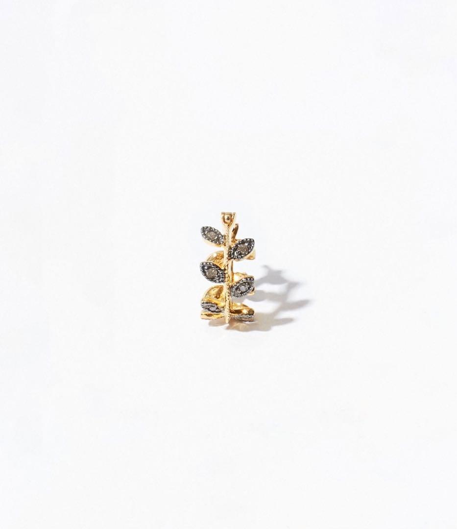 [citronnier] リーフ パヴェダイヤモンド ミニフープ シングルピアス