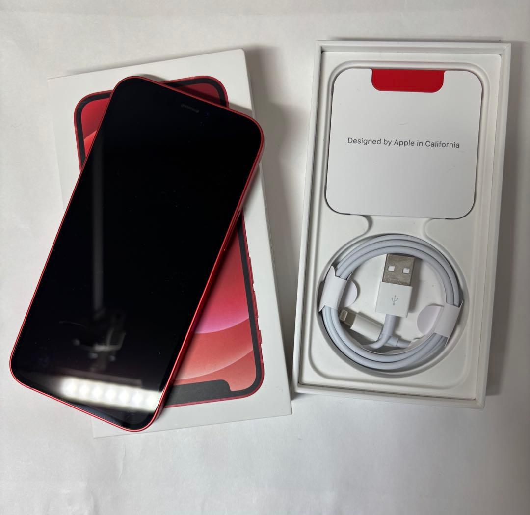 iPhone12mini 128GBレッドSIMフリー美品 電池74%カメラ不調