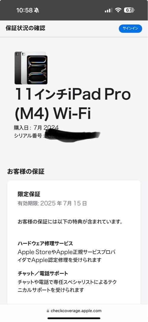 超美品 iPad Pro M4 11インチ Wi-Fi 256GB