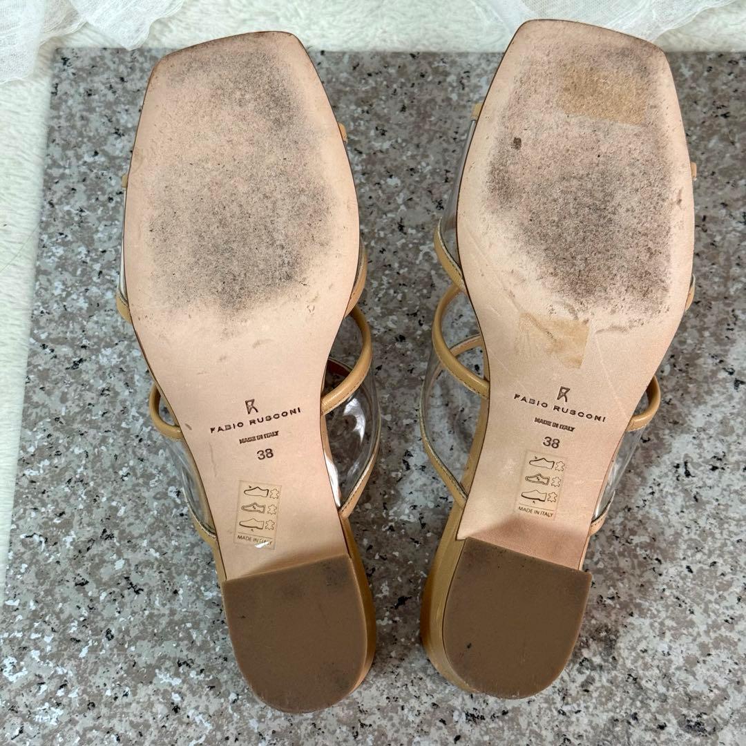 【美品】ファビオルスコーニ　クリア ミュールサンダル　ベージュ　24.5~25㎝