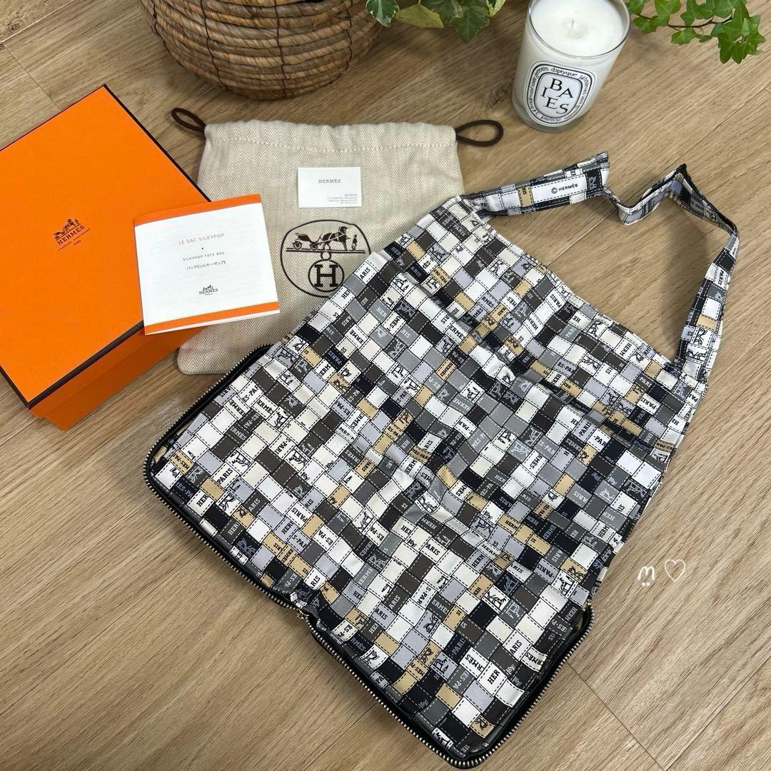 HERMESエルメス　シルキーポップ　ボルデュックリボン　携帯サブエコバッグ
