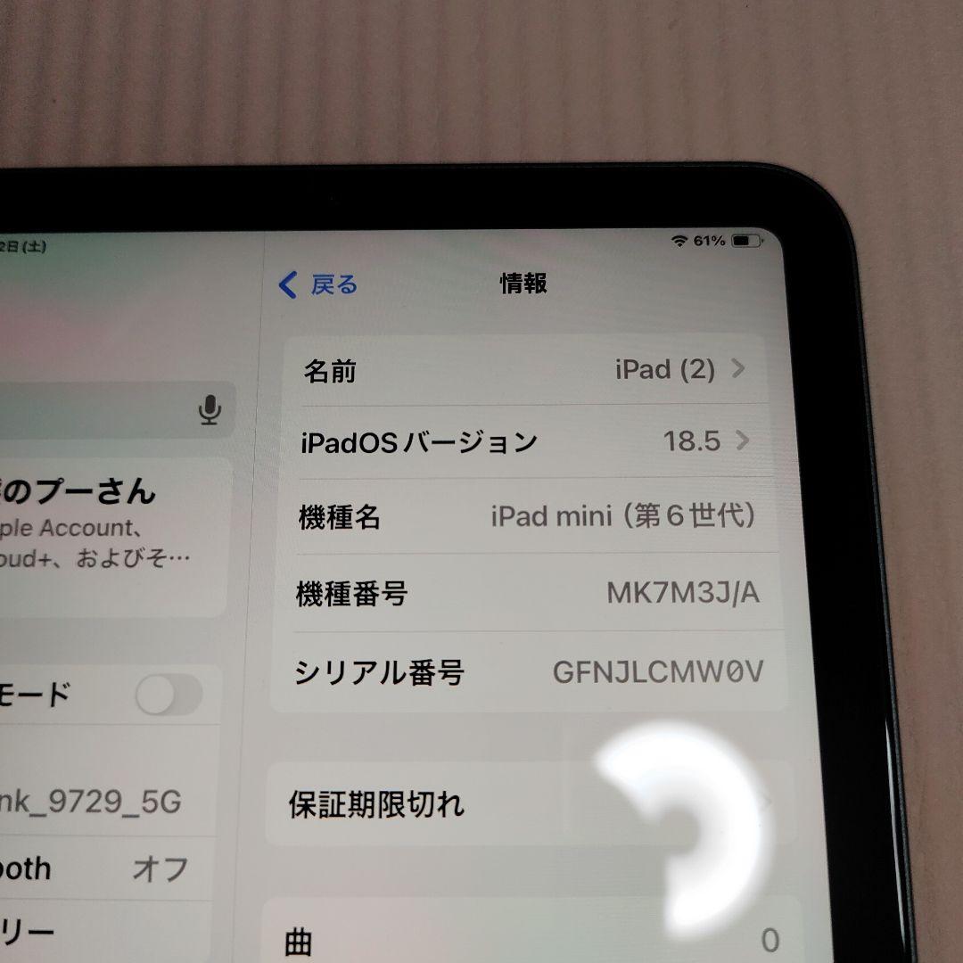 ipad mini 第6世代 バッテリー容量90％ 純正カバー替えフィルム付き