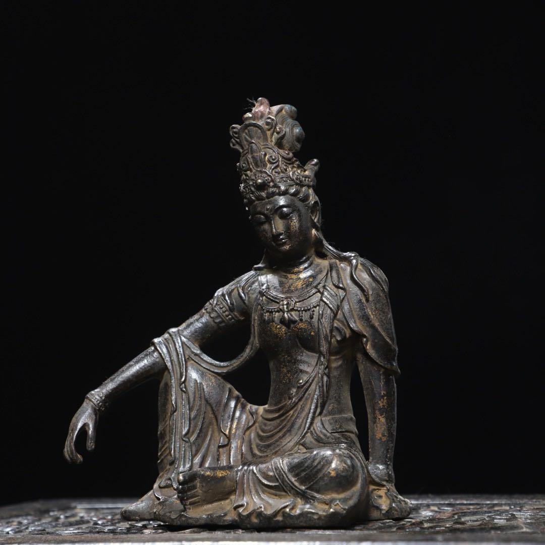 旧蔵古美術　純銅製 文房具　純銅製拓金　観音菩薩 仏像 居家供養 開運浄化