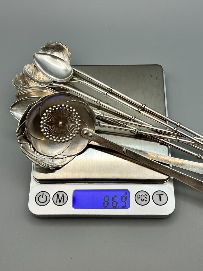 銀製 STERLING 950 湯豆腐スプーンとストロー スプーン 8点セット