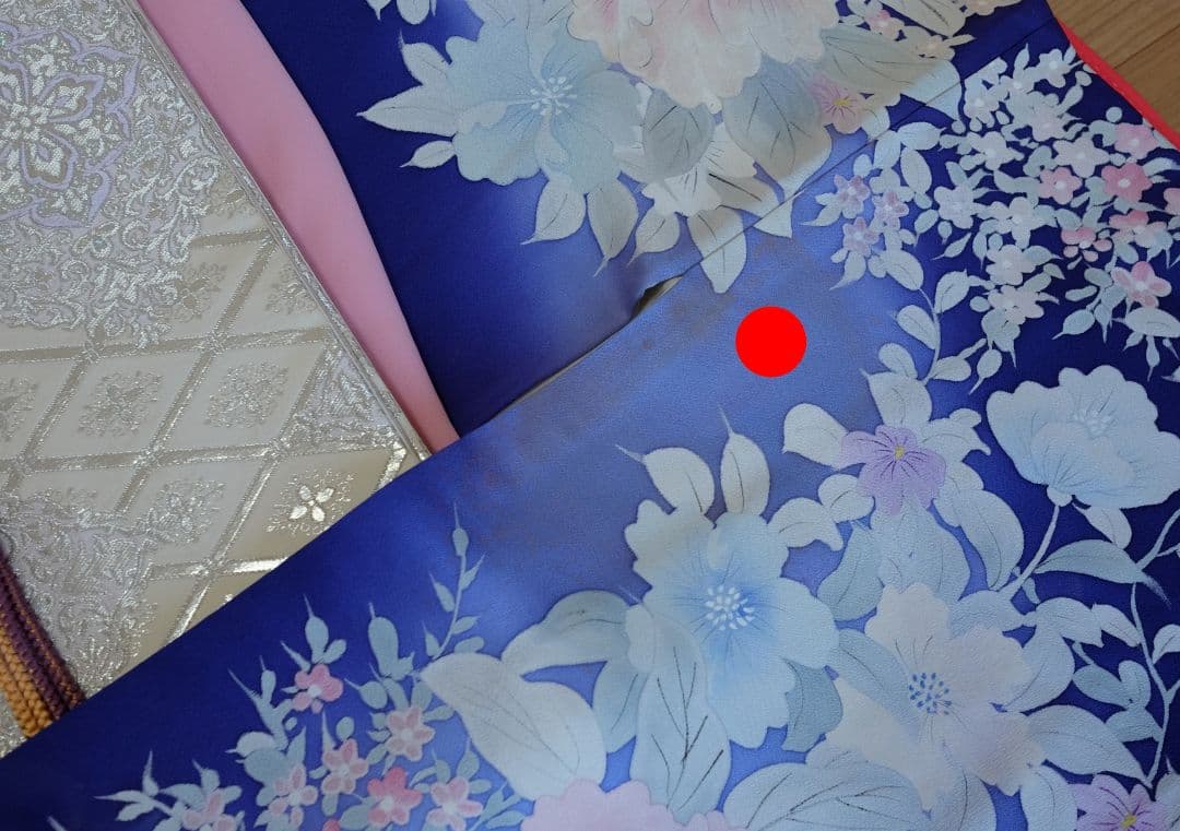 振袖フルセット　ブルーホワイト　牡丹柄　大人キレイ目コーデ