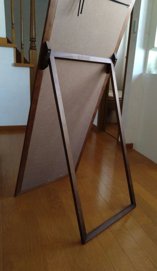 【新品未使用】大型ブラウンスタンドミラー　姿見全身　スタンド＆固定ひも　ヤマソロ