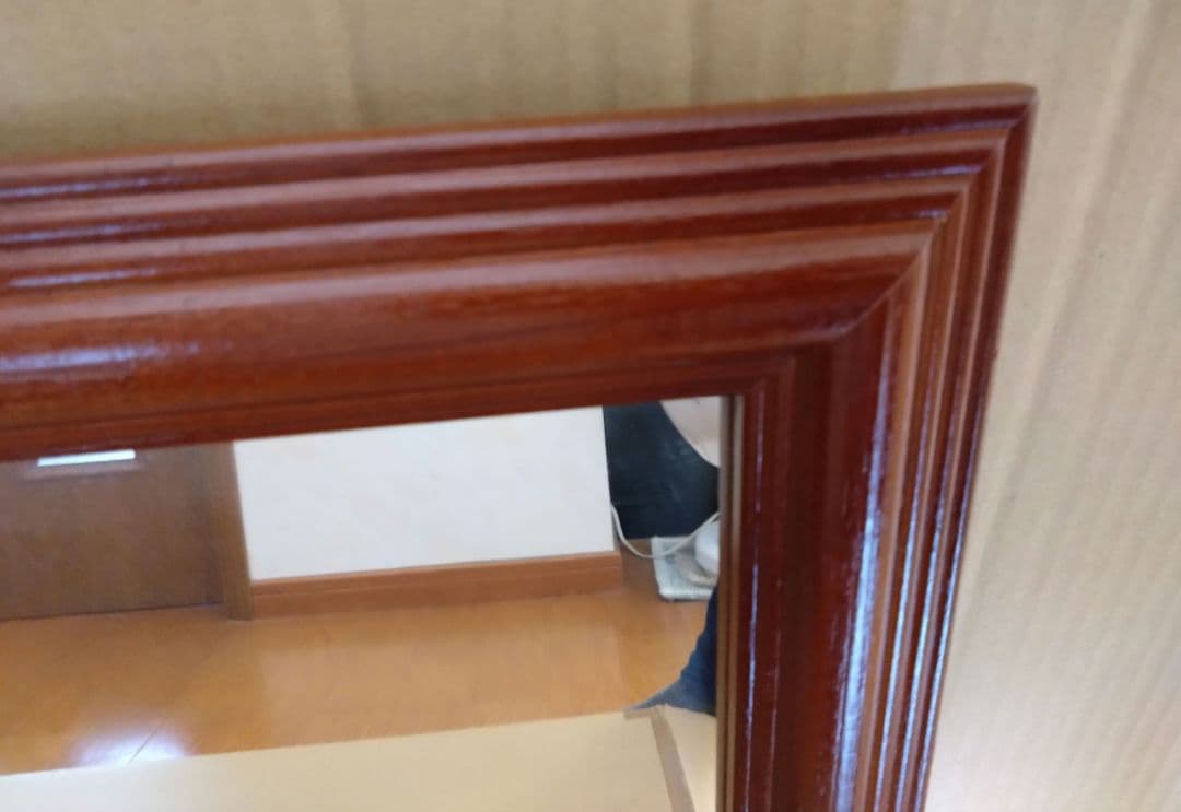 【新品未使用】大型ブラウンスタンドミラー　姿見全身　スタンド＆固定ひも　ヤマソロ