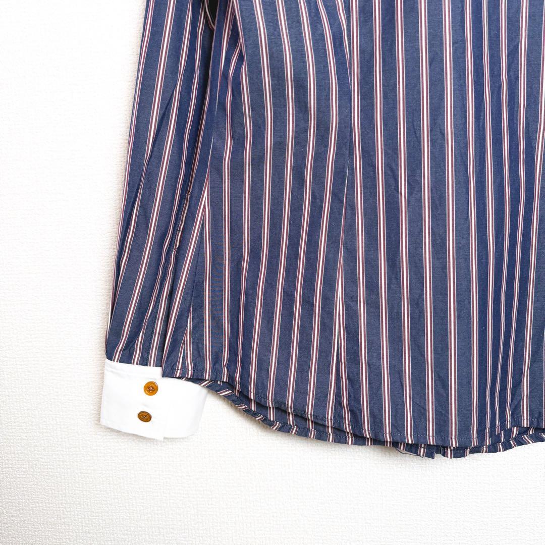 ヴィヴィアンウエストウッド　ストライプ　丸襟　長袖シャツ　オーブ刺繍