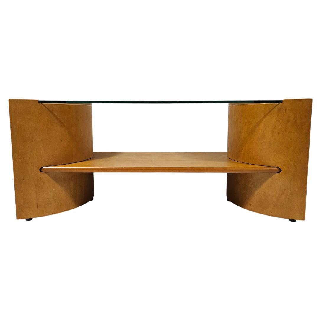 北欧レトロ 曲木プライウッド×ガラス天板 センターテーブル ヴィンテージ