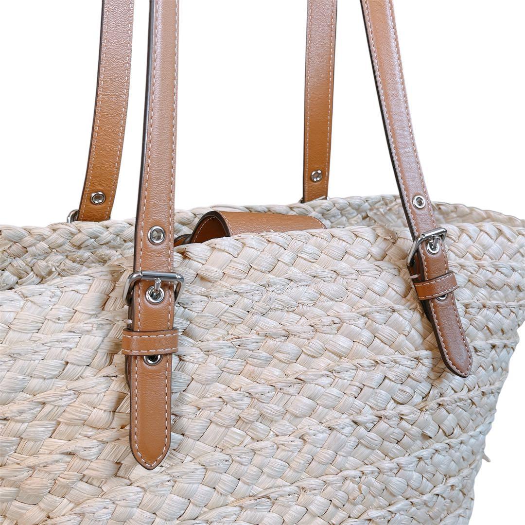 最終値下げ COACH カゴバッグ トートバッグ ラージストロートートナチュラル