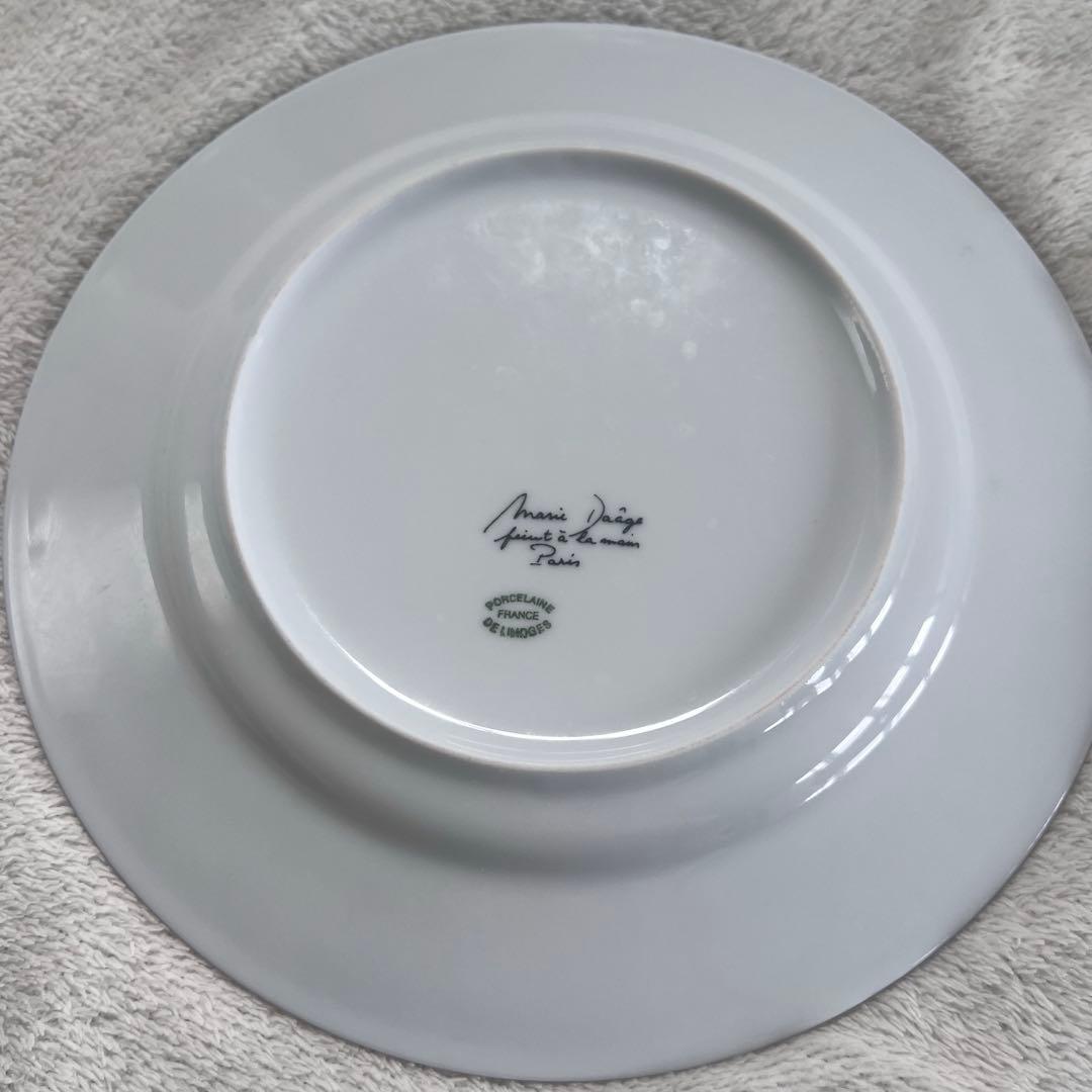 MarieDaageリモージュ　デザートプレート　フューシャピンク　ボタニカル柄