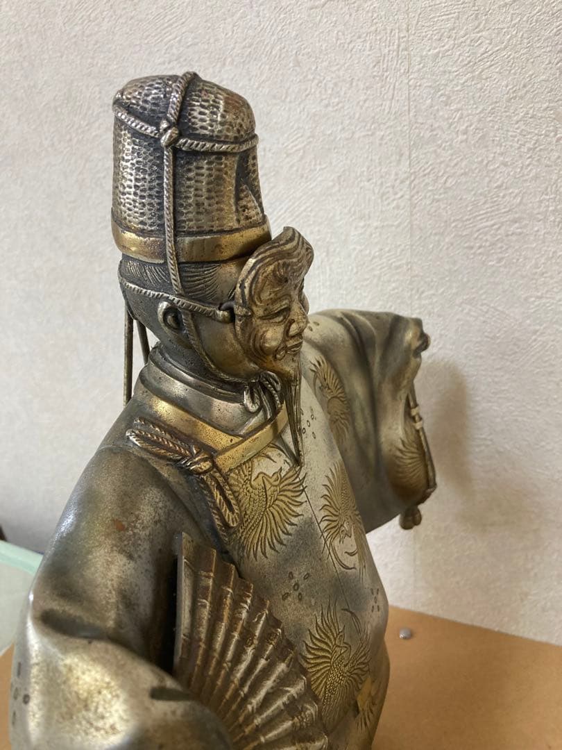 翁置物 金工師清山作 重さ4.2kg高さ32cm