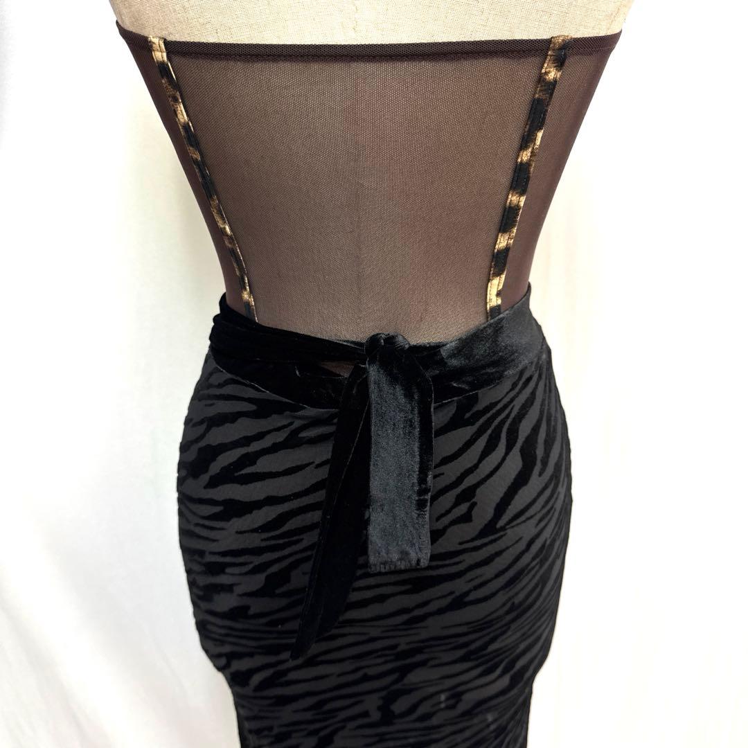 Y5768★S 茶色 黒 アニマル柄 フリンジ ラテンドレス 社交ダンス