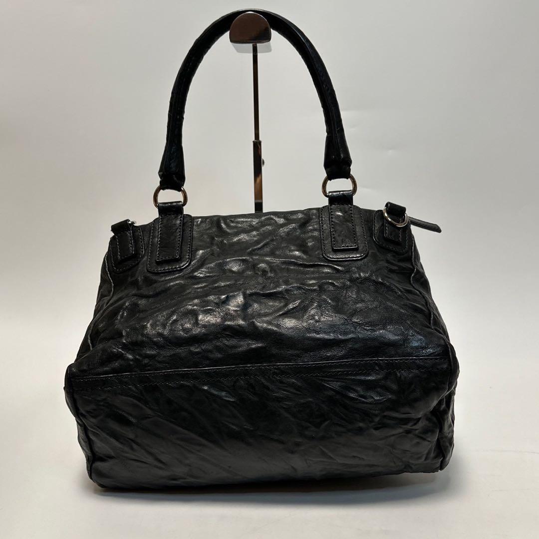 t81【極美品】保存袋付　ジバンシー　パンドラ　黒　シワ加工　2wayショルダー