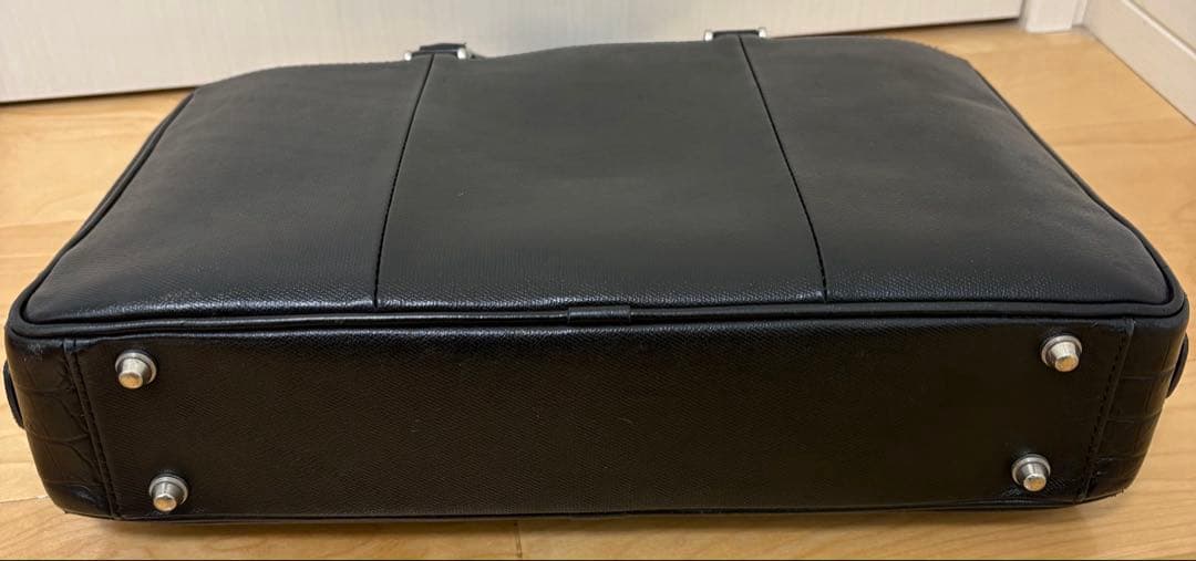 FUJITAKA ブラック レザービジネスバッグ 「やさいいため」