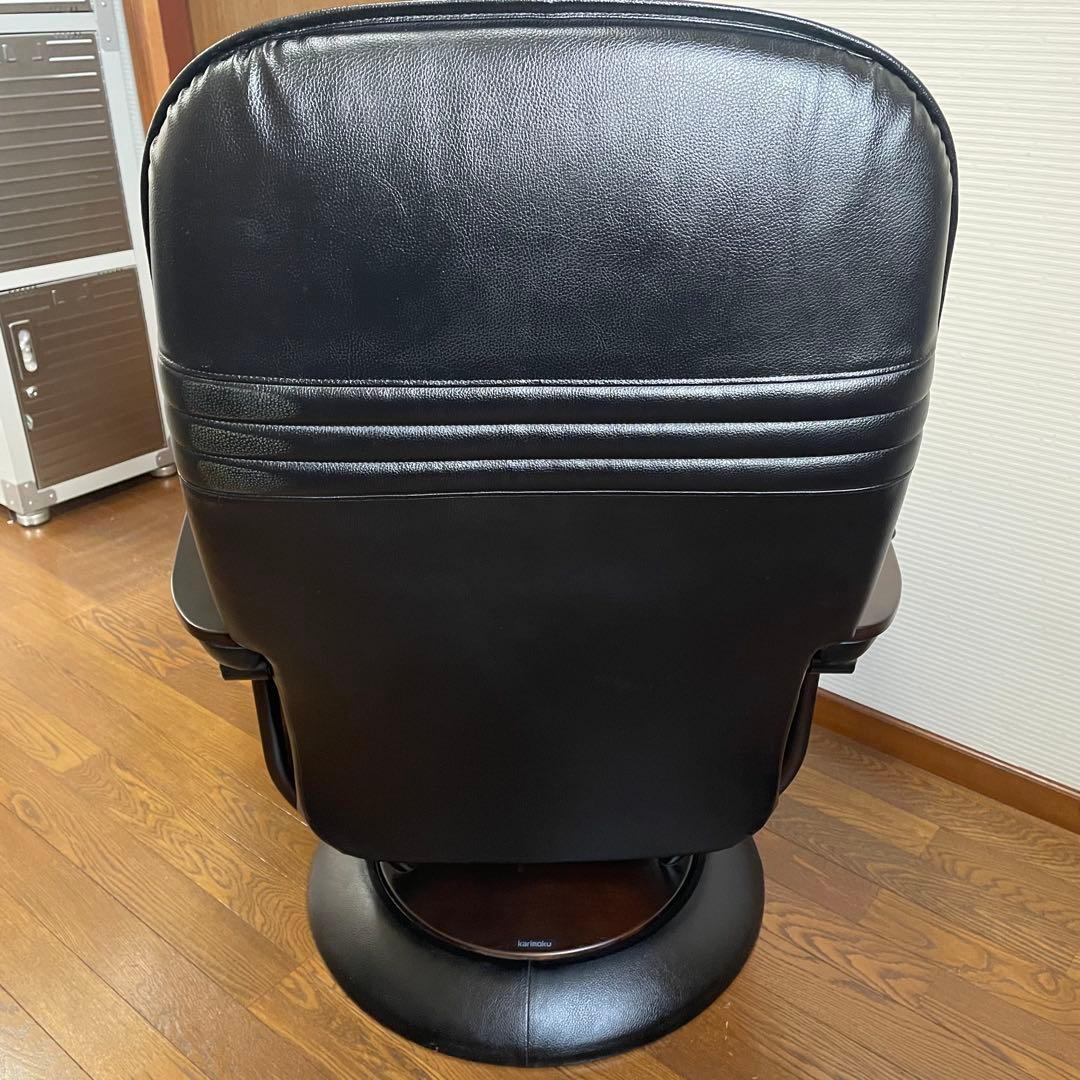 ★美品　カリモク　本革　リクライニングチェア　ブラック　デスクチェア　回転チェア